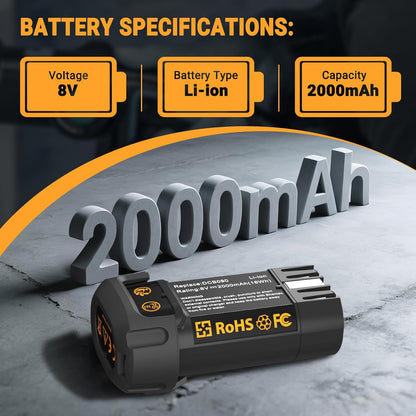 SHENTEC 2000mAh 8-Volt Replacement Battery Compatible with DEWALT