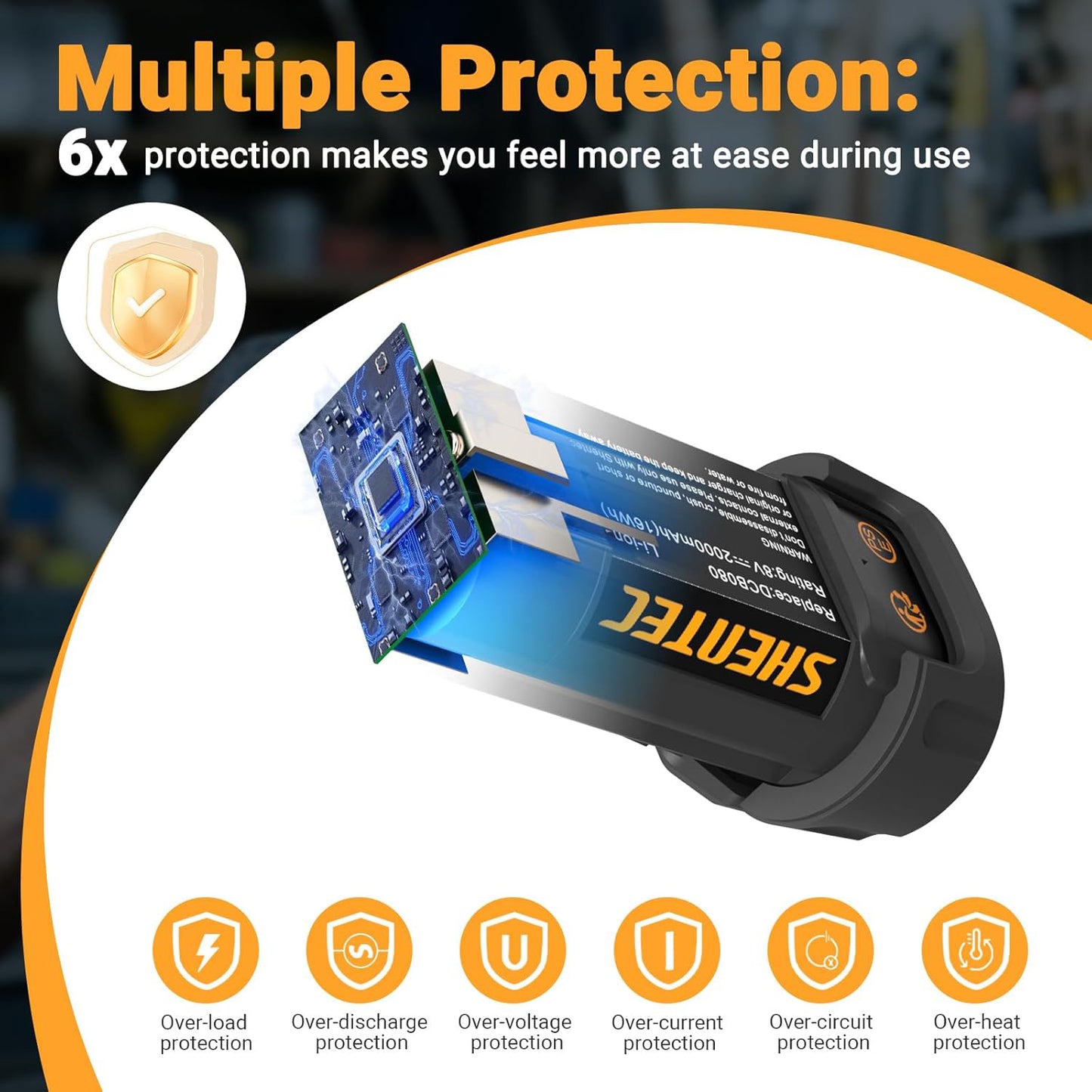 SHENTEC 2000mAh 8-Volt Replacement Battery Compatible with DEWALT