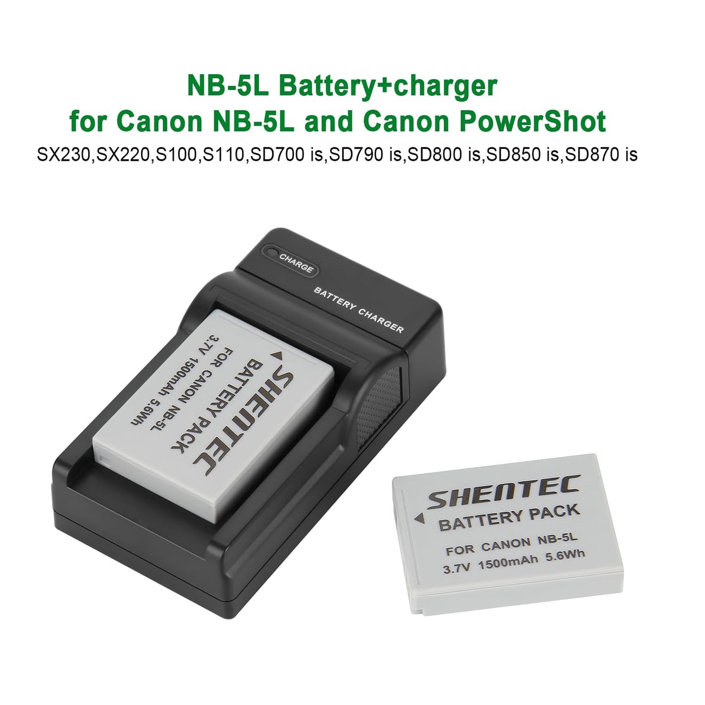 SHENTEC Li-ion Battery Charger for Canon PowerShot Digital IXUS