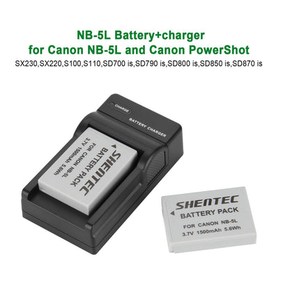 SHENTEC Li-ion Battery Charger for Canon PowerShot Digital IXUS