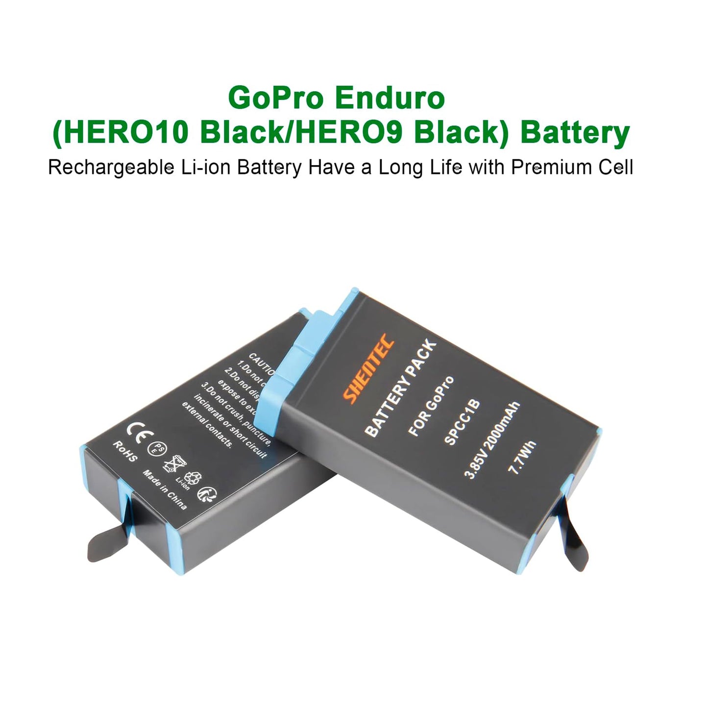 SHENTEC 3.85 V, 2000 mAh Li-Ion for GoPro Enduro Battery