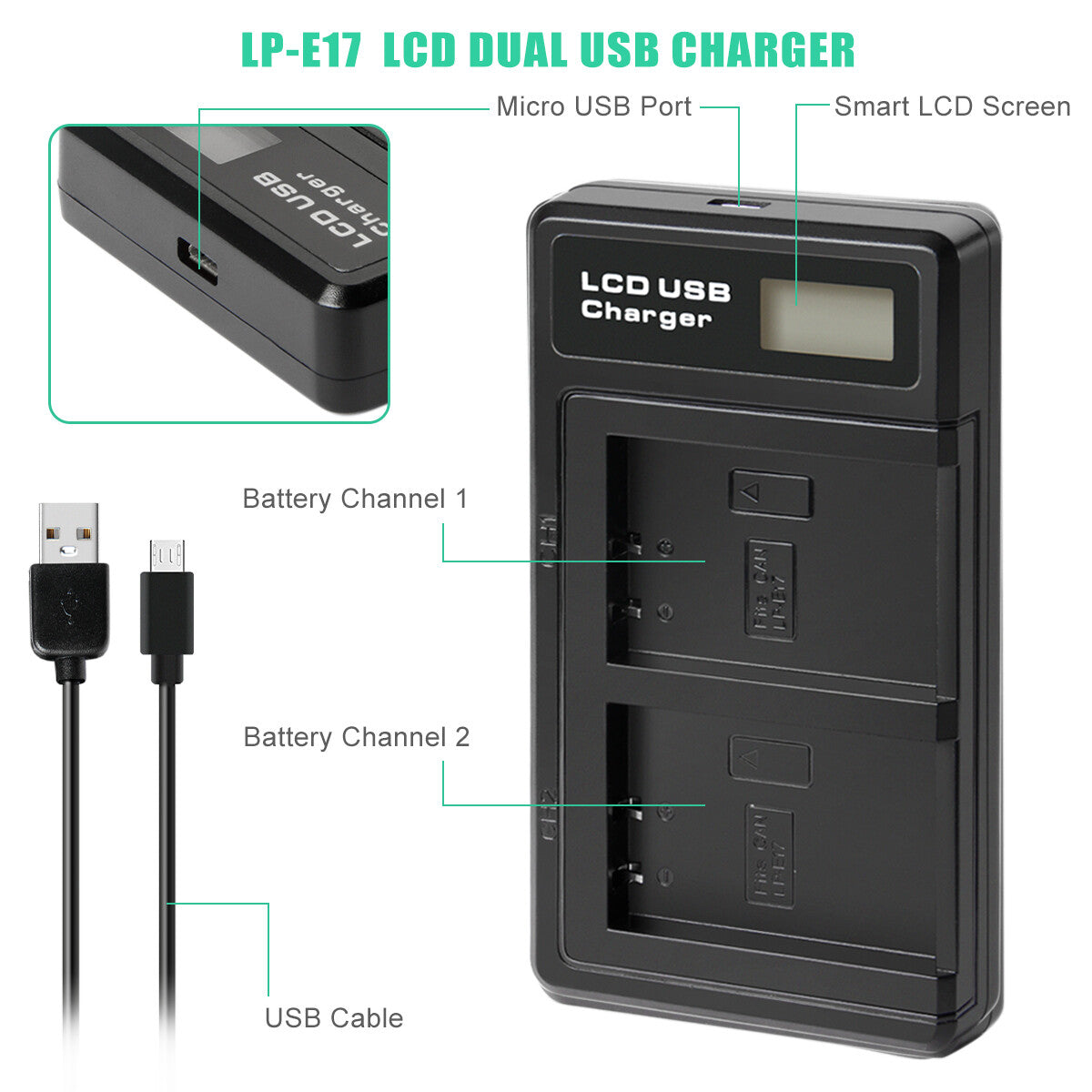 2x LP-E17 Battery+Charger For Canon M3 200D 250D 750D 850D 800D X8i X9 77D M6 M5 (Copy)