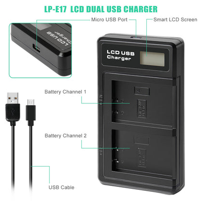 2x LP-E17 Battery+Charger For Canon M3 200D 250D 750D 850D 800D X8i X9 77D M6 M5 (Copy)