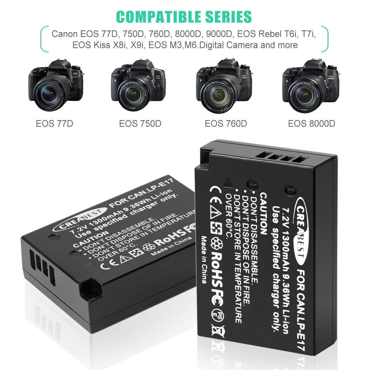 2x LP-E17 Battery+Charger For Canon M3 200D 250D 750D 850D 800D X8i X9 77D M6 M5 (Copy)