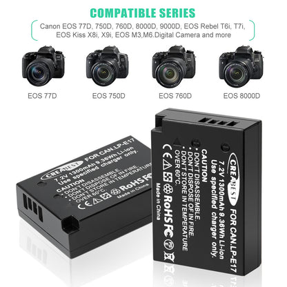 2x LP-E17 Battery+Charger For Canon M3 200D 250D 750D 850D 800D X8i X9 77D M6 M5 (Copy)