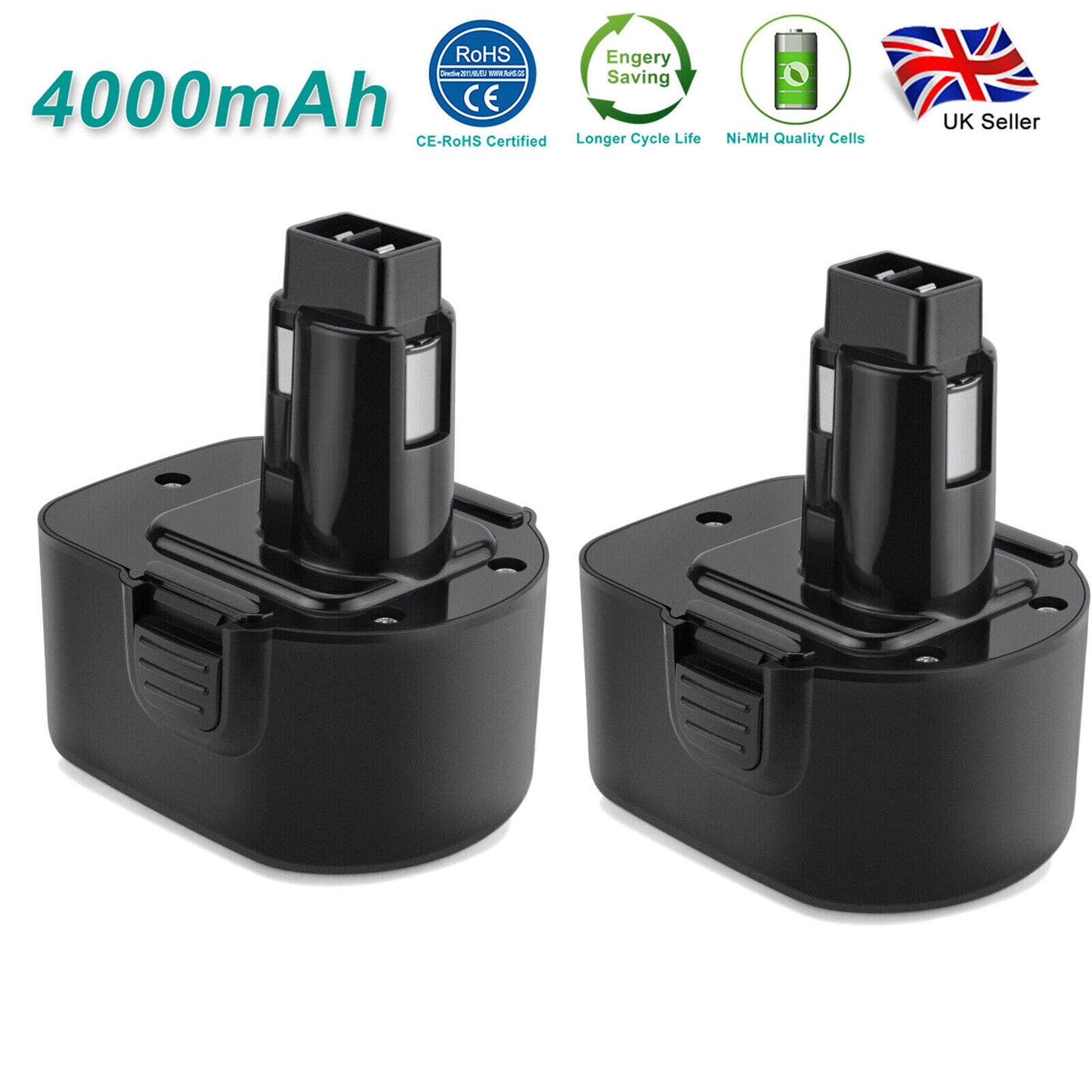 SHENTEC 2 Pack 4000mAh 12V Ni-MH Battery For Dewalt DE9074 DW9071 DE9501 DE9075 DC981 DW9072
