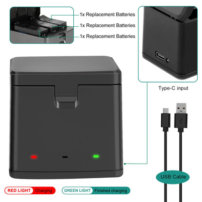 3x JH-GP13 Enduro Battery+Three Channel Charger Storage Box For GoPro Hero 13