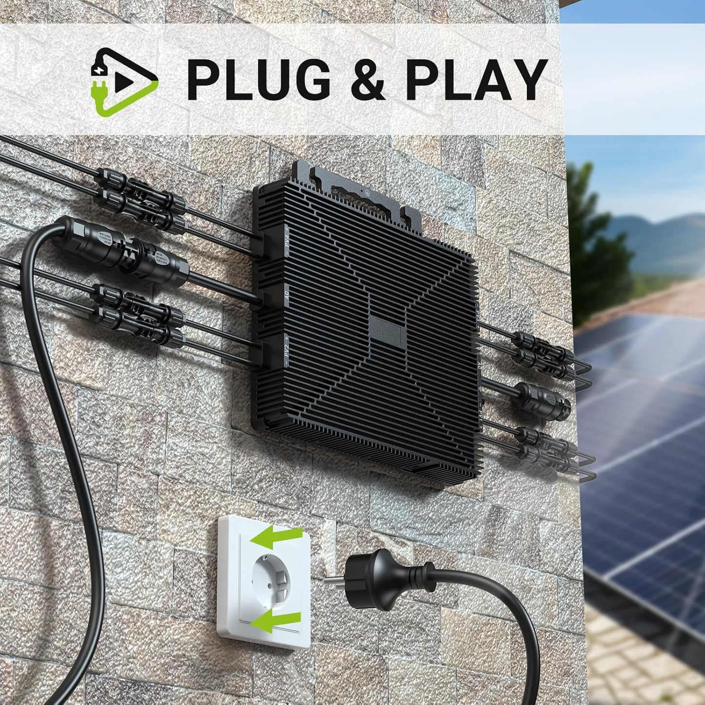 Micro Power Inverter 1600W, Inverter Balcony Power Station with WiFi, Plug & Play, App Control, 5 m AC Cable, PV Inverter
