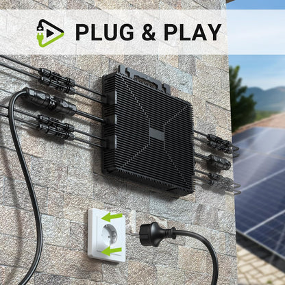 Micro Power Inverter 1600W, Inverter Balcony Power Station with WiFi, Plug & Play, App Control, 5 m AC Cable, PV Inverter