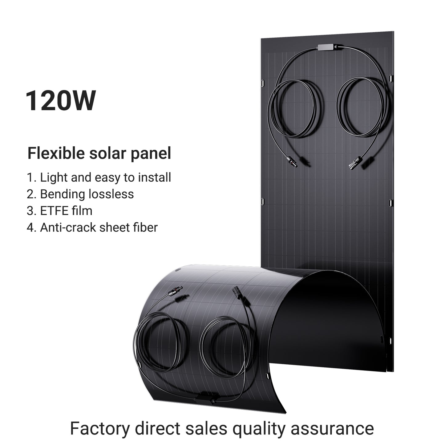 240W Flexible Solar Panel Kit, 2 x 120 W Flexible Solar Cell Module, IP67 for Balcony Motorhome, Car, Shed, Roof, Boat ,Off Grid