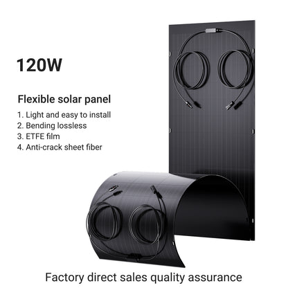 240W Flexible Solar Panel Kit, 2 x 120 W Flexible Solar Cell Module, IP67 for Balcony Motorhome, Car, Shed, Roof, Boat ,Off Grid