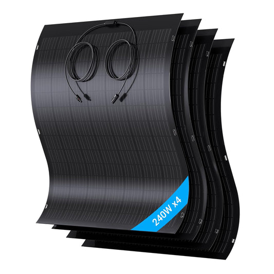 960W Flexible Solar Panel Kit, 4 x 240 W Flexible Solar Module, IP67, Solar Cell Photovoltaic Off Grid, for Motorhome, Car, Shed, Roof, Boat, Balcony