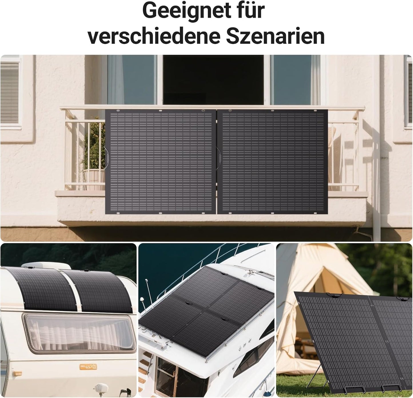 960W Flexible Solar Panel Kit, 4 x 240 W Flexible Solar Module, IP67, Solar Cell Photovoltaic Off Grid, for Motorhome, Car, Shed, Roof, Boat, Balcony