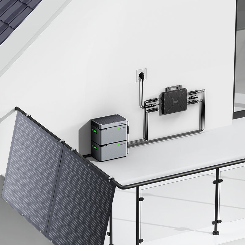 Balcony Power Station 800W Flexible Solar Kit With 4 x 200 W Solar Panel & Inverter 800W,1600W Smart Hub &2 X 1024WH Power Box