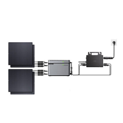 Balcony Power Station 800W Flexible Solar Kit With 4 x 200 W Solar Panel & Inverter 800W,1600W Smart Hub &1024WH Power Box