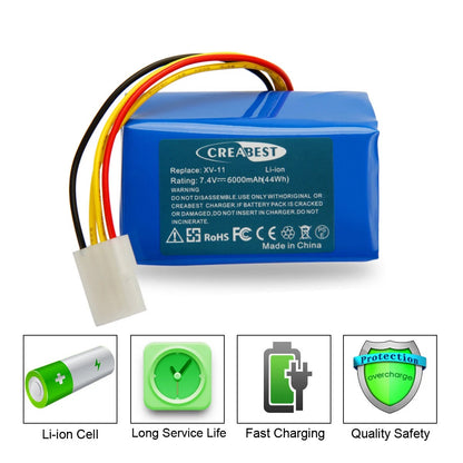 6Ah 7.4V Li-ion Battery For Neato XV-21 XV-14 VX-100 XV-12 945-0005 945-0024