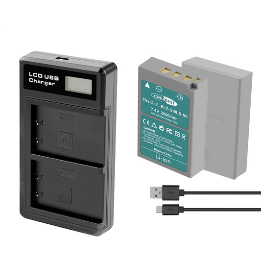 2x BLS-5 BLS-50 PS-BLS5 2000mAh Camera Battery + Dual Charger For Olympus PEN (Copy)
