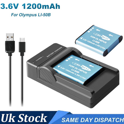 2x Li-50B Battery USB Charger For Olympus SZ-30 SZ-20 XZ-10 SP-800UZ SP-815UZ