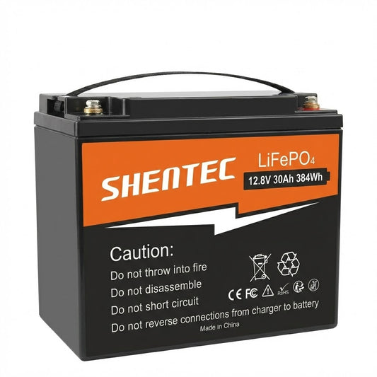 SHENTEC 12.8V 30AH Lithium LiFePO4 Battery  for Home RV Boat Emergency Power