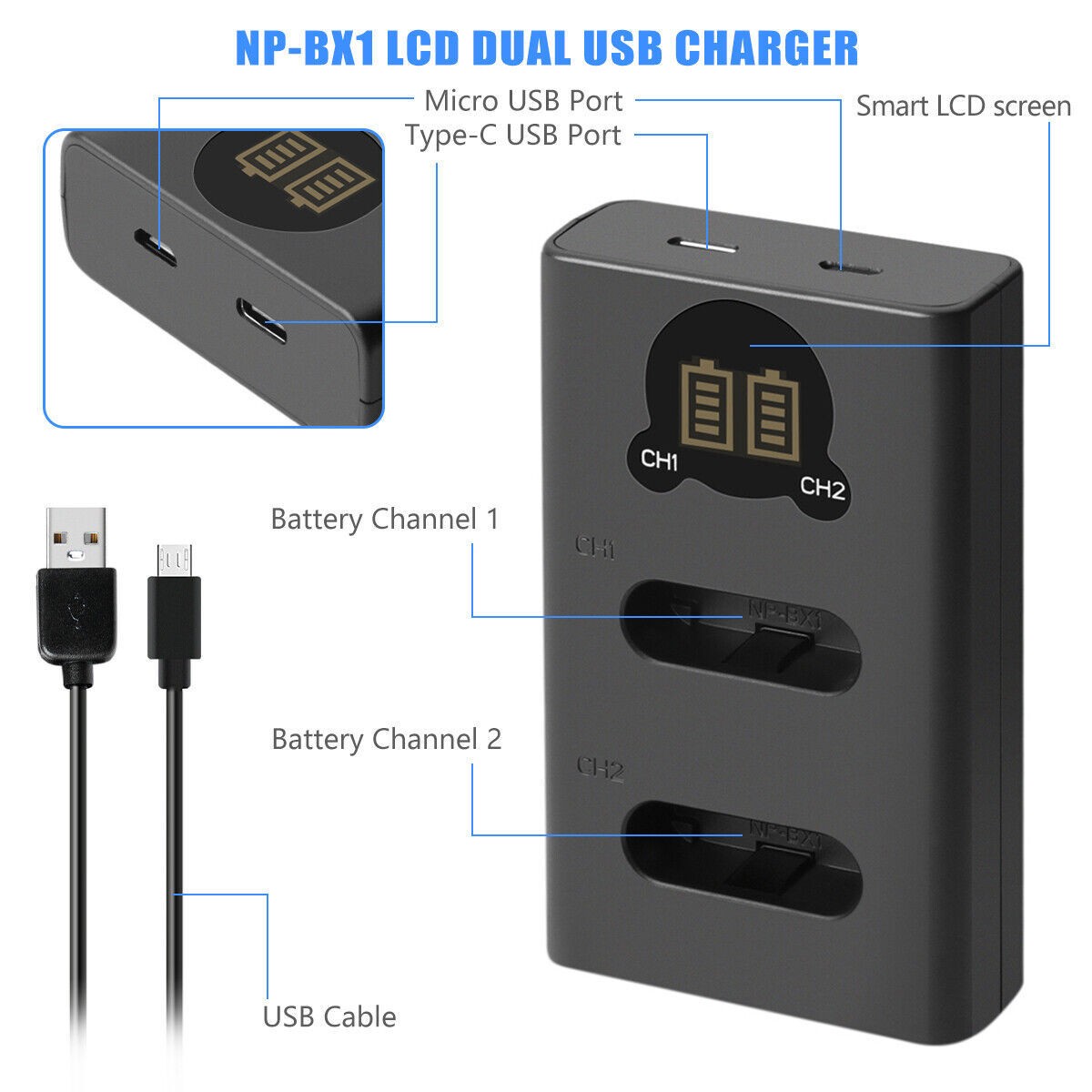 SHENTEC 2-Pack NP-BX1 Battery for Sony DSC-RX100 HX300 H400 WX350 WX400 HX50V HX60